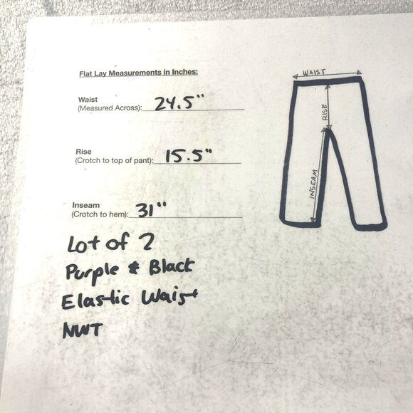 NWT Lot of 2 Woman Within Pull On Pants Womens 36W Black Purple Elastic Waist - Picture 3 of 16